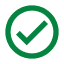 A green circle with a tick in the centre.