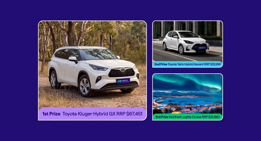 Images of a Toyota Kluger 4WD, a Yaris hatchback and the Northern Lights.