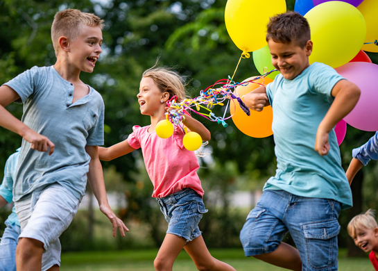 Kids run in the park