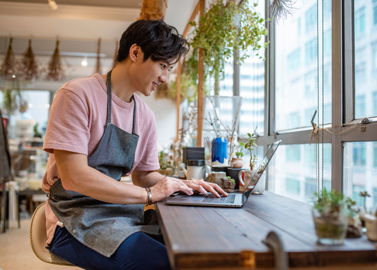 Man working in a coffee shop