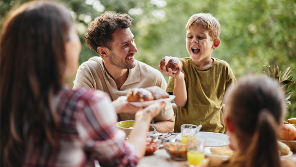 family eating outdoor