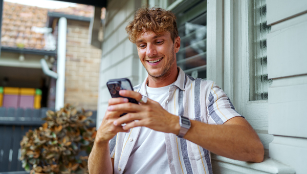 young man texting