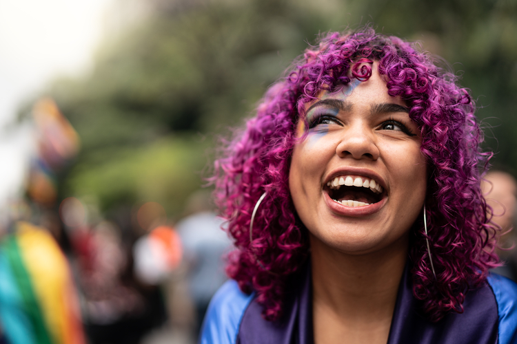 Woman with purple hair
