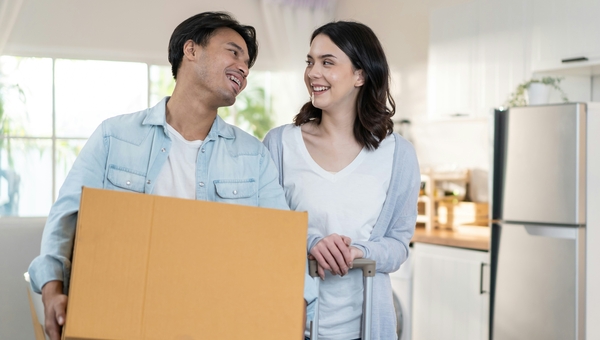 Couple moving into their first house