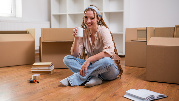 Woman moving into new apartment