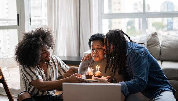 Family celebrates a birthday