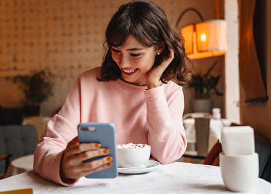 Girl wearing a pink jumper