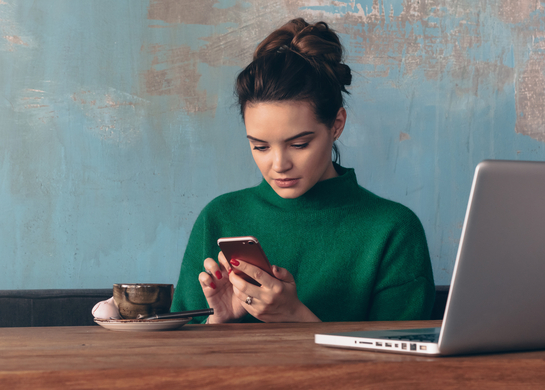 Girl with a green jumper