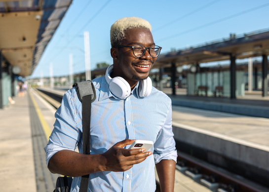 Man waits for a train